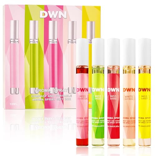 Set de Perfume en Espray Corporal para Mujer, 5 Mini Perfumes de 10 ml, Perfume Portátil para Mujer, Spray Corporal y Capilar, Fragancia de Larga Duración para Viajes