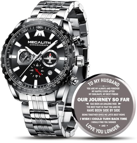 MEGALITH Uhren Herren Edelstahl Chronograph Armbanduhr Herren Große mit Datum - Wasserdicht Quarz Uhr fur Männer Geschenk