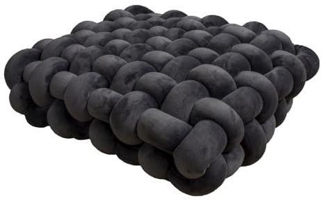 YB-FCJKPA Quadratische Knotenkissen Knoted Soft Throws Akzentkissen-Dekoration für Sofa-Zimmer zu Hause, 16 x 16 Zoll (Dark Grey)