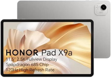 HONOR Pad X9a Tablette 11,5 2.5K 120Hz, 6GB RAM 128GB, Batterie 8300mAh, 4 Haut-parleurs, Snapdragon 685, Android 15, Tablette pour Étudiants et Famille, Corps en Métal, Gris