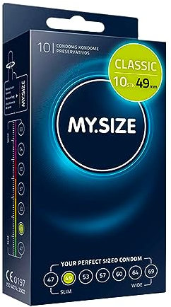 My.Size Kondome Größe 2, 49 mm, 10 Stück Standardpackung I extra dünn gefühlsecht hauchzart I 0,07 mm Wandstärke I vegan I für Men