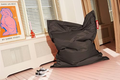 Fatboy Original Pouf XXL - Pouf Geant - Fauteuil Salon Confortable Robuste et Durable pour l'Intérieur - Fauteuil de Lecture en Nylon Confortable et Rechargeable - 180 x 140 cm - Gris Foncé