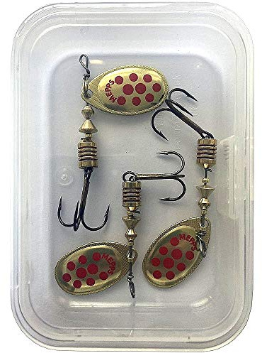 Cuiller Tournante A Palette Ovale - Mepps Aglia Lot De 3 N°1-3,5G - Or Points Rouges