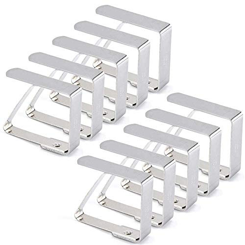 Amokee Tischdeckenklammer, 10er Edelstahl Tischtuch Klammer, Tischtuchklammer, Cuisine Tischtuchhalter Tischtuch Clips Tischdecke Clips für Restaurant,Partys,Picknicks Buffets - Silber