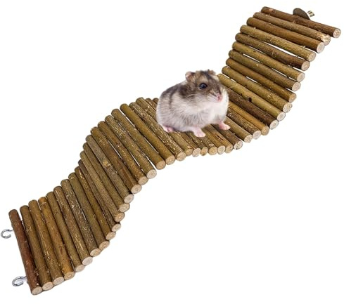 Rat Bendy Long Suspension Bridges Gerbil Wooden Ramp Hamster Cage Climbing Ladder Natural Wood Chews Toys for Rodents Mouse Dwarf Hamster