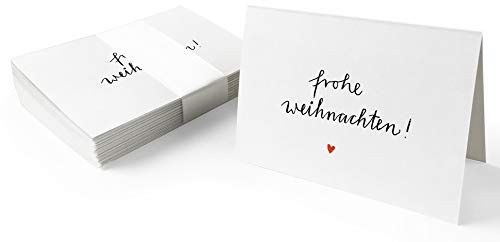 25 Geschenkanhänger frohe Weihnachten! - originelle Mini Weihnachtskarten zum Weihnachtsgeschenke Beschriften, edel exklusiv individuell, A7 Recyclingpapier Klappkarten (weiß)