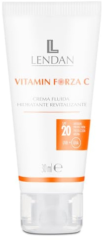 LENDAN - Crema Vitamina C Facial - Crema Fluida Hidratante Revitalizante Vitamin Forza C - 30 ml - con Spf 20 - para Todo Tipo de Pieles - Fácil Absorción - Hidrata y Regenera la Piel