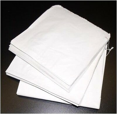 100 6 x 6 White Strung Paper Bags | Premium Quality UK Made Sulphite Paper Bags | Kitchen Food Sandwich Fruit Veg Storage Grocery Shop