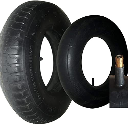 [OKAO] Pneu brouette 4.80/4.00-8 (4PR) + Chambre à air compatible roue de remorque,Tracteur Tondeuse,Diable,Chariot. Charge 120 kg. Valve TR13 Solide