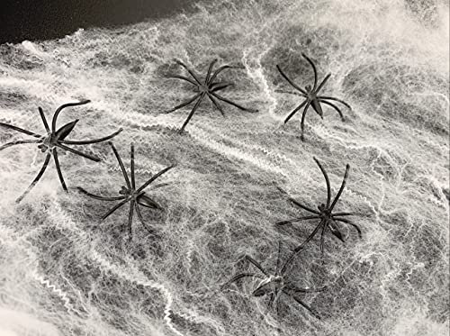 Caprilite Spider Web w/ 10 Spiders Halloween party Decoration Stretchy Cobweb covering 200 sq feet