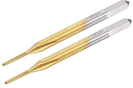 sourcing map 2 Stück Gewindefräser Metrisch M1 x 0,25, Titanbeschichtetes Kobalt HSS (Schnellarbeitsstahl) 3 gerade Schneiden Maschine Mikrogewindebohrer für Uhren und Armbanduhren