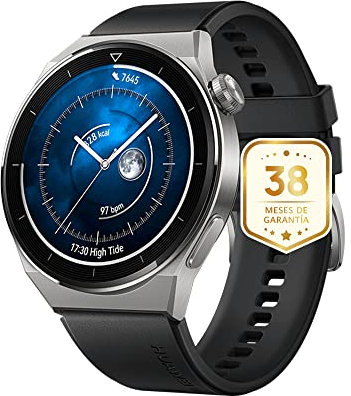HUAWEI, Watch GT 3 Pro 46 mm Smartwatch, Cuerpo de Titanio, Esfera de Zafiro, Monitorización de saturación de oxígeno y frecuencia cardíaca, Correa de fluoroelastómero, Negro