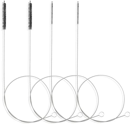 Limpiador de cepillos de 40 pulgadas para limpiar popote, kegerator, tubo de alimentación, manguera de sifón, drenaje de techo solar, drenaje de refrigerador, 4 piezas (negro)