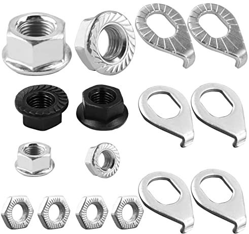 Achsmutter Fahrrad M8 M9.5 M10 Edelstahl Flanschmuttern mit Sperrverzahnung Sechskantmutter Fahrrad Sicherheitsscheibe Kit