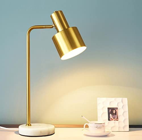 SXYSXYSXY Modern Metall Schreibtischlampe Leselampe LED Verstellbarer Kopf Tischlampe büro Retro Kinder Einfache Klassische Studierlampe Arbeitslampe Schlafzimmer Nachttischlampe E27*1,Gold