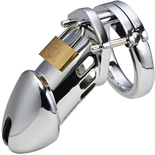 FOPS Gabbia Pene Acciaio per Uomo 10 cm Ø Ring 4,8 cm Chastity Cage Maschile - Cintura Castità BDSM Discreta Traspirante Ipoallergenica Sex Toy Schiavo per Dominazione e Controllo N31