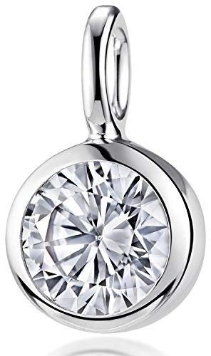 Runder Zirkonia Anhänger Silber 925 wahlweise mit Kette für Damen KA-222 | Funkelnder Kettenanhänger Ø 12mm für Halsketten incl Geschenk Box von MATERIA by Matthias Wagner