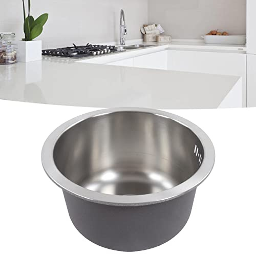 Spacnana Runde Mini-Küchenspüle Edelstahl Unterbau-Einzelbecken mit Ablaufrohranschluss 30 cm Durchmesser