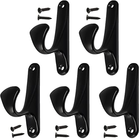AERZETIX - C64369-5er-Set Wandhaken 90x25x47 mm - haken bügel kleiderbügel - aufhängung garderobe hut bademantel badezimmer handtuch dusche WC - aus metall - farbe schwarz