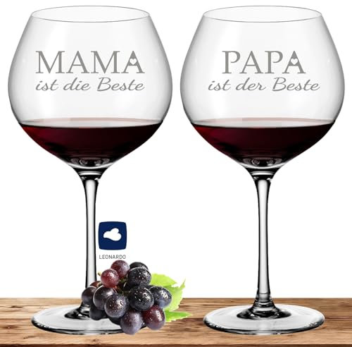 Deitert Leonardo Burgunderglas Rotweinglas CIAO+ 630ml graviert (Mama Papa)