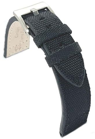diloy Cinturino orologio kevlar e pelle nabuk piatto 416 | Cinturino in pelle bovina e tessuto da uomo stile sportivo. Spessore 4 mm con sgancio rapido o utensili e fibbia in acciaio