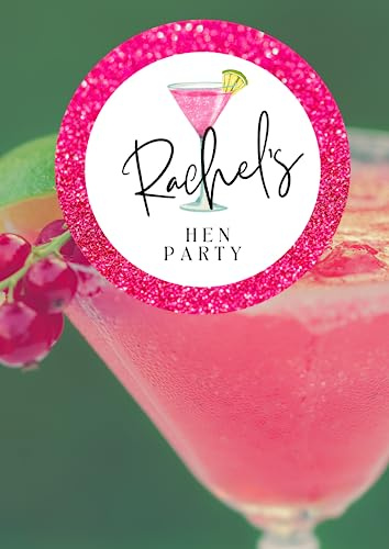 12 x custom personalised edible HEN PARTY cocktail drink toppers uncut (Pink)