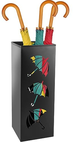 Sutowe Soporte de metal para paraguas, soporte decorativo para paraguas, multiusos, para entrada, hogar, hotel, oficina (negro)