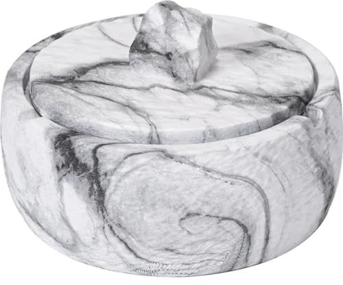 Cendrier Effet Marbre Avec Couvercle Absorbe-fumée - Extérieur Gris, Portable Pour Bureau, Jardin, Hôtel ou Maison - Anti-odeurs