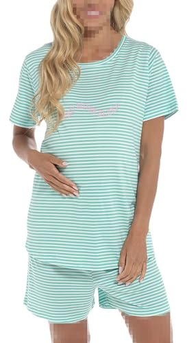A2Z Ladies Maternity Shorts Pyjama Set - PJS 223 Mint 16-18