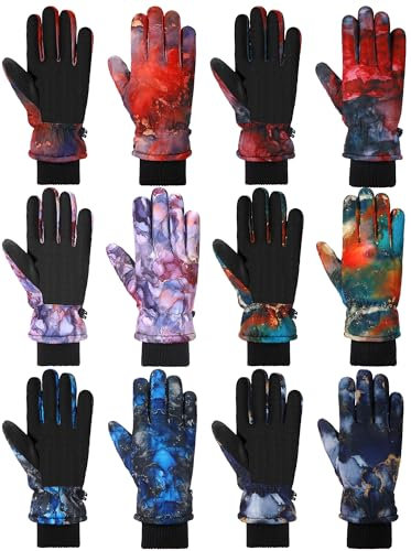 6 Paar Kinder Winter Handschuhe wasserdichte Kinder Ski Handschuhe Winddichte Warme Schnee Handschuhe für Kinder Jungen Mädchen (Bunt, 3-6 Jahre)