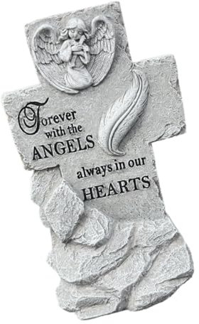 Yardwe Statue Mémoriale Décoration De Jardin Et Cimetière Monument Forme De Croix avec Anges Souvenir pour Et Espaces Extérieurs