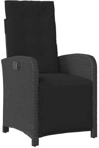 vidaXL Gartensessel mit Fußteil Verstellbar Schwarz Poly Rattan