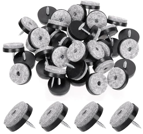 Glarks 40Pcs Black Screw-on Filz Pad Set, 28MM Filz Möbel Pads Stuhl Bein Bodenschutz für Hartholzböden Möbel Füße Stuhl Tisch