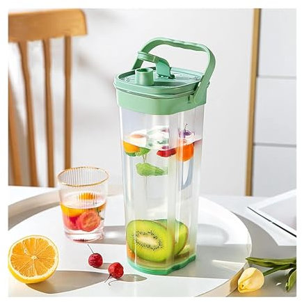 ZQNDFAC Jarra de Vidrio Jarra de Agua de 2 litros, Jarra de Agua Resistente a Altas temperaturas para café/Jugo, Botella de Agua fría de plástico con Escala precisa, Tetera Botella de Agua