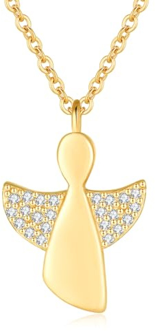 Jrêveinfini Schutzengel Halskette Damen 925 Silber mit Anhänger, Engel Schmuck Glücksbringer für Frauen mit Geschenkbox, Geschenk zu Weihnachten, Valentinstag, Muttertag & Geburtstag