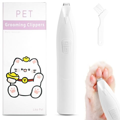 Haustierhaarschneider mit LED-Licht, Jemey Profi Pfotentrimmer für Hunde, Leise Hundeschermaschine Elektrischer Haustier Haarschneider Hunde Katzen Pfoten, Augen, Ohren, Gesicht, Körper