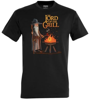 The Lord of The Grill 369A Maglietta Uomo Manica Corta, Nero , L