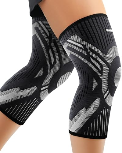 INDEEMAX 2er Pack Kniebandage Damen und Männer, Kompression Kniestütze für Arthritis, Meniskus, ACL, Sport, Laufen, Fußball, Atmungsaktiv Knie Bandage mit Anti Rutsch Silikonstreifen, Schwarz,XL