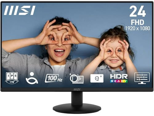 MSI PRO MP242L 23.8-Inch FHD Office Monitor - 1920 x 1080 IPS Panel, 4-Sided Frameless, 100 Hz Refresh Rate, Eye-Friendly Screen, Tilt-Adjustable - HDMI 1.4b, DP (1.2a)