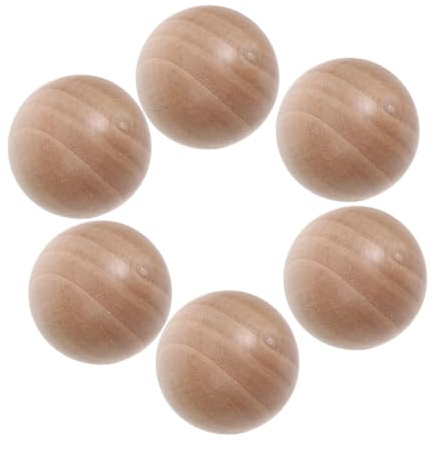MAGICLULU Wooden Ball Glass Bottle Stopper 30mm Pine Wood Round Jar Stopper for Wine Carafe and Glass Containers 6pcs Decorative Craft Wooden Sphere Set for Kitchen Storage
