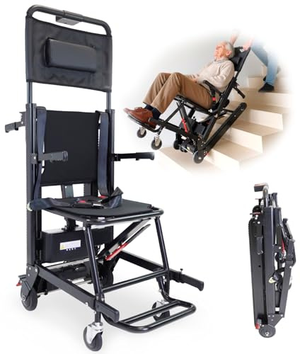 KMINA Treppensteiger elektrisch, mobiler Treppenlift 3 in 1, bis 160 kg | Für Senioren, Raupensystem rutschfest, Auch als Rollstuhl und Rettungstrage, 120W Motor, 24V Akku für 1500 Stufen