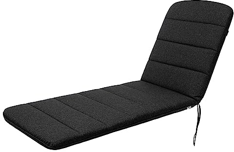 Bjird - Liegenauflage mit Gummibändern, Auflage für Gartenliege 185x60x6 cm - Polsterauflage für Sonnenliege, Auflagen für Deckchair - wasserdicht, doppelseitig - Schwarz