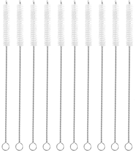 10 pièces Cepillo Limpiador para pajitas de Acero Inoxidable,cerdas Suaves Multifuncional,30cm para Bebidas,mangueras y boquillas de cafeteras