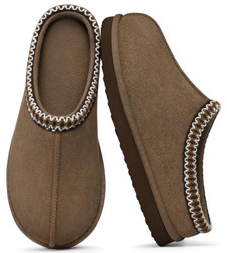 Litfun Memory Foam Slippers for Women Cozy Warm House Shoes Indoor and Outdoor, Mocha 42/43