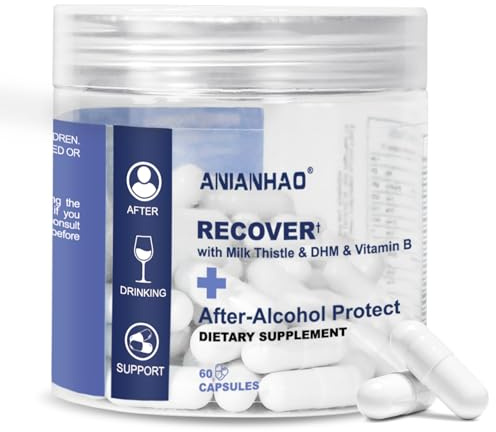 Liver Support Recover | Liver Detox Supplement with DHM + L-Cysteine | Feel Better After Drinking & Support Your Liver | 12 Doses | Dihydromyricetin, Cysteine, Prickly Pear, B-Vitamins, Ginger