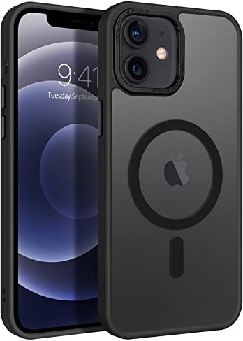 GaoBao für iPhone 12 Hülle, iPhone 12 Pro Hülle [Kompatibel mit MagSafe] Durchscheinende Matte Magnetische Stoßfeste Anti-Fingerabdruck Schutzhülle, Handyhülle iPhone 12/iPhone 12 Pro Case, Schwarz