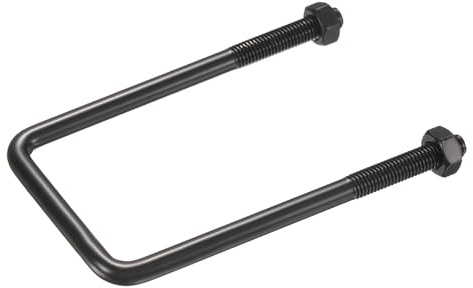 sourcing map 1 juego de pernos en U cuadrados M10, 70 mm, ancho interior 150 mm de largo, acero inoxidable 304 galvanizado con tuercas para automóvil, remolque, sendero de barco, color negro