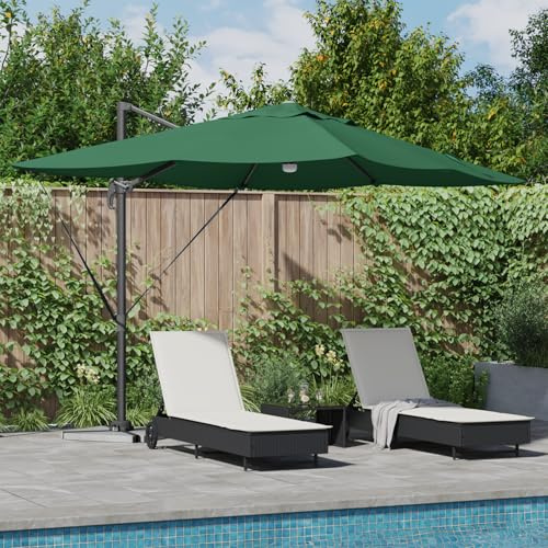Générique Parasol déporté Vert Vert Polyester, Métal Grand Hauteur réglable,Parasols & voiles d'ombrage,23.46KG-42003360