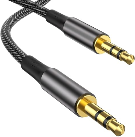 layajia Câble Jack Audio 3.5mm Mâle vers Mâle 1.2M, Cable Audio Stéréo Nylon Tressé Câble Auxiliaire Voiture Compatible avec Autoradio Casque Haut-Parleur TV iPhone iPad iPod PC MP4 MP3