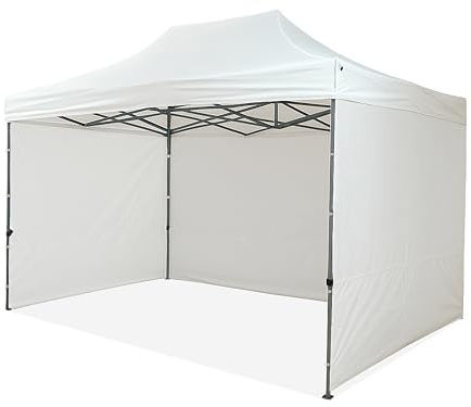 Gazebo 3x4,5 mt Pieghevole Impermeabile da Esterno, con Tre Pareti Laterali, Struttura Resistente in Acciaio, Richiudibile a Fisarmonica, con Sacca per il Trasporto